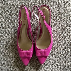 Lilly Pulitzer Pink Slingback Heels with Bow. NEW
